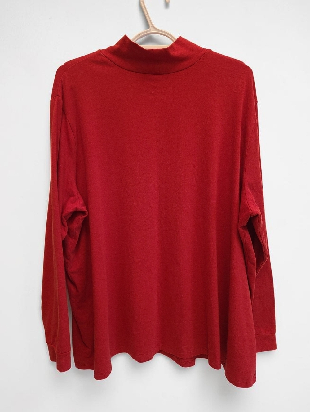 Terra & Sky Red Long Sleeve Mockneck Pullover Top 3X-24W-26W